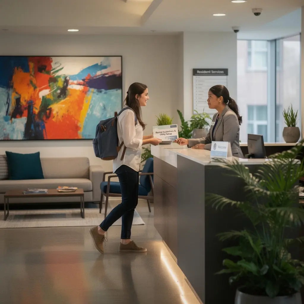 Przyjazny agent nieruchomości pomagający klientowi w wyborze domu.