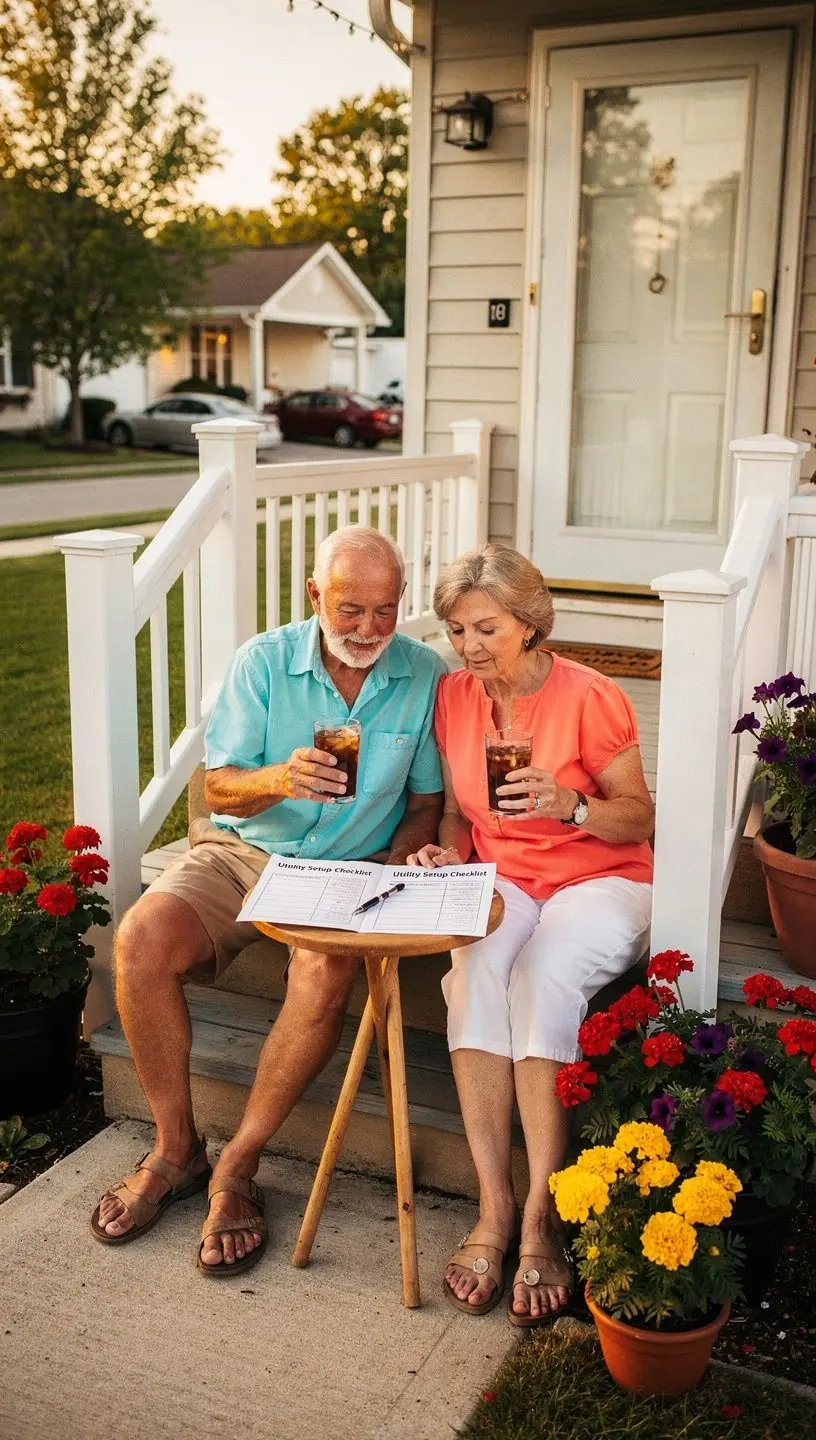 Zestawienie narzędzi do zakupu domu, w tym kalkulator kredytowy i lista kontrolna ustawień mediów.
